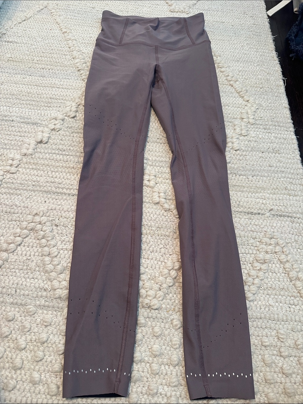 Athleta Purple Gray Leggings with Laser-Cut Detail